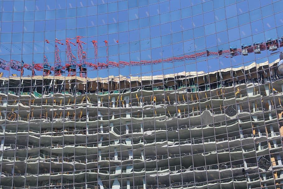 construction, building, crane, reflection, skyscraper, architecture HD wallpaper