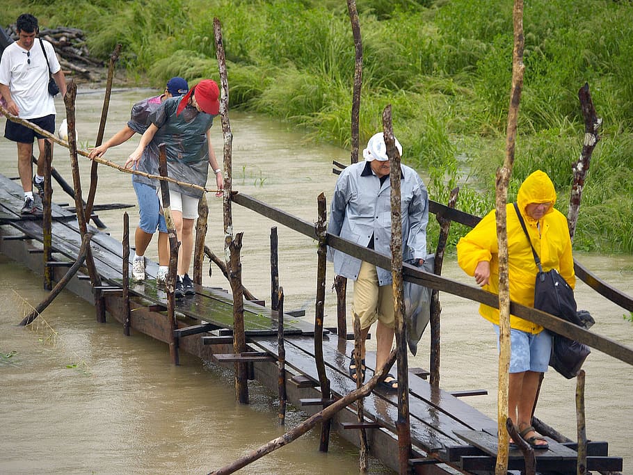 Tourists, Amazonas River, Walkway, Wet, rainy, weather, brazil HD wallpaper