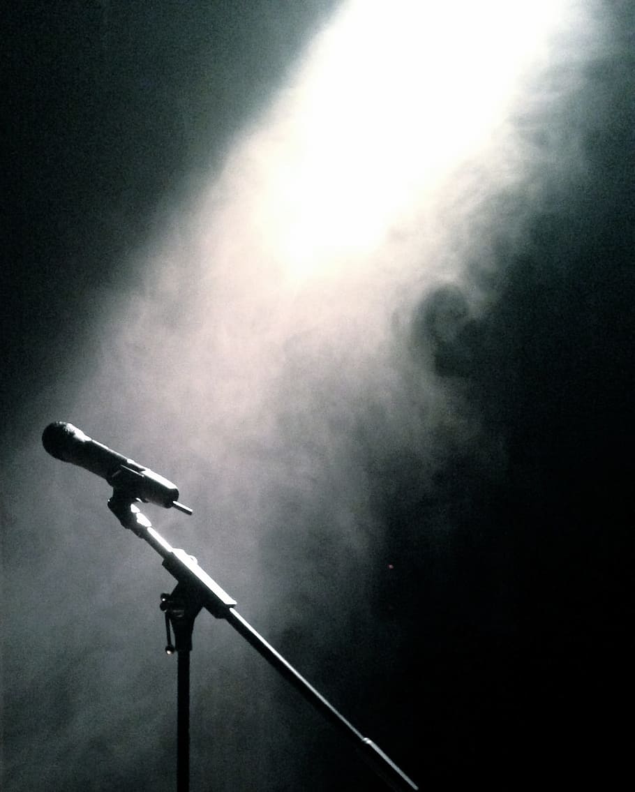 grayscale photography of microphone on stand, Media, Studio, Recording HD wallpaper