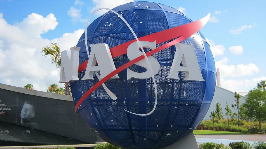 NASA globe, Florida, Space, Planet, day, transportation, red HD wallpaper