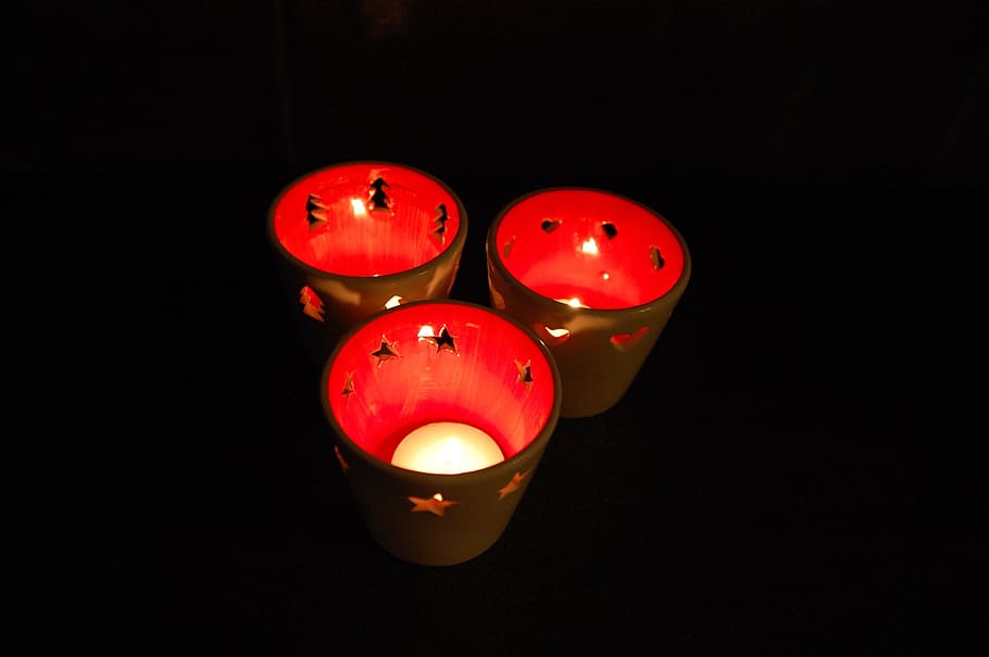 Candles, Christmas, Lights, red, decoration, xmas, celebration HD wallpaper