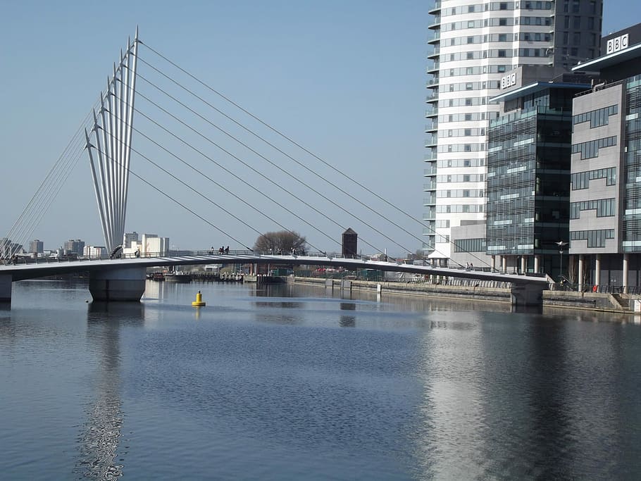 BBC Bridge at Salford, Great Manchester Area, city, england, photo HD wallpaper