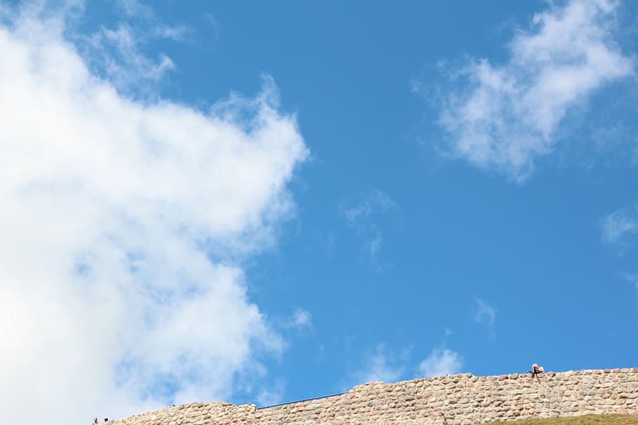 sky, wall, clouds, blue, cloud - sky, environment, nature, day HD wallpaper