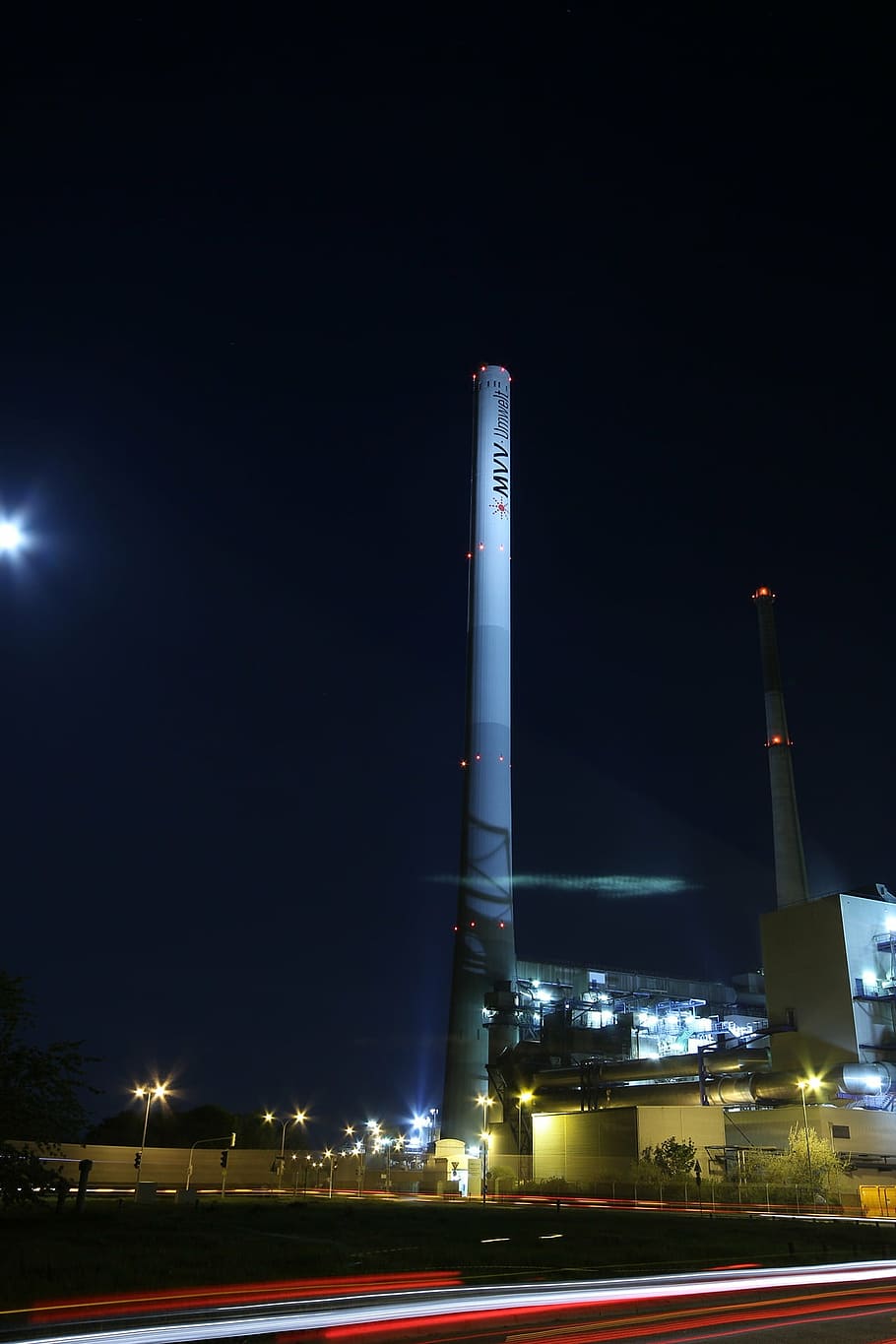 industry, night, long exposure, mannheim, night photography HD wallpaper