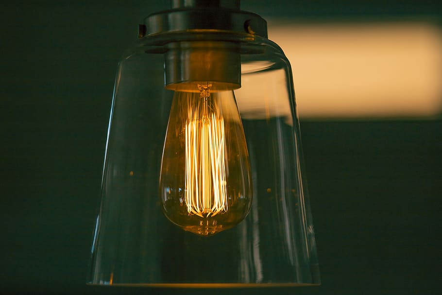 shallow focus photography of incandescent bulb, halogen light bulb turned on HD wallpaper
