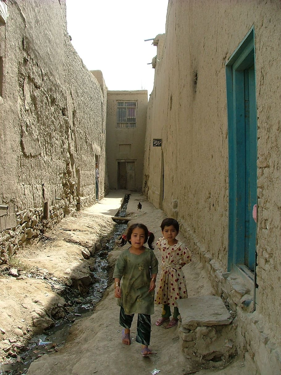 two girls standing between buildings during daytime, Children, HD wallpaper