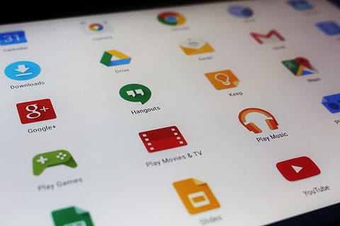 turned on black tablet computer, screen, apps, android, technology HD wallpaper