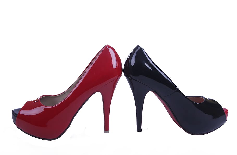 Shoes, Pumps, High Heeled Shoe, red, black, high heels, women's shoes, HD wallpaper
