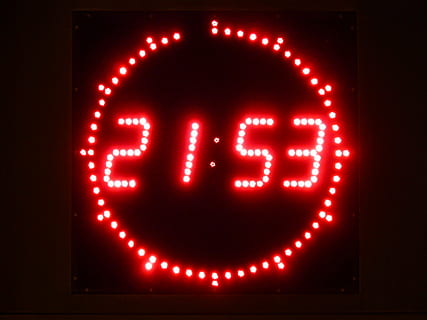 red LED alarm clock at 21:53, digital clock, time of, hour HD wallpaper