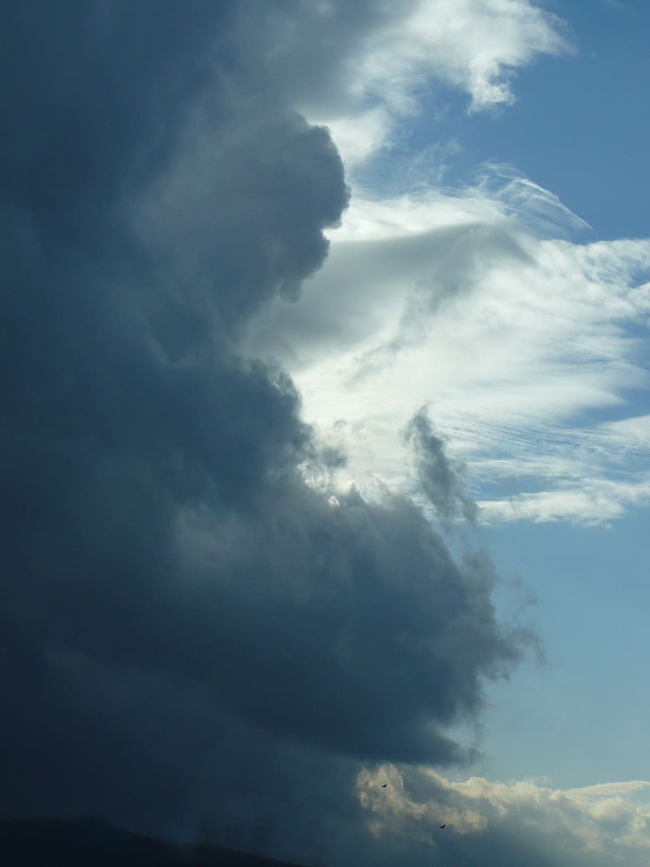 sky, clouds, blue sky, weather, sunshine, dramatic, gewitterstimmung HD wallpaper