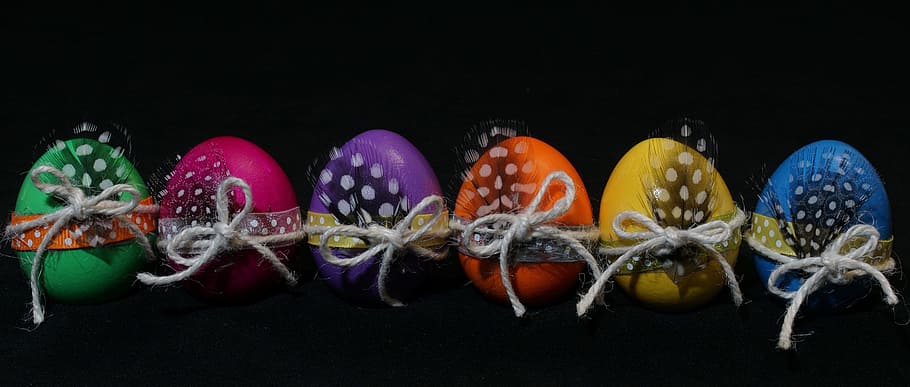 six multicolored egg trinket, easter, colorful eggs, easter eggs HD wallpaper