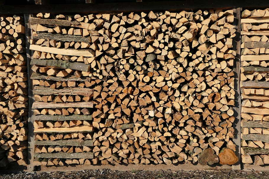 pile of firewoods, growing stock, holzstapel, background, storage, HD wallpaper