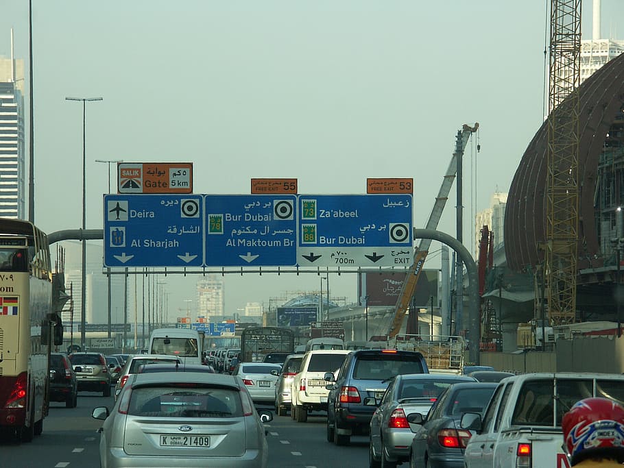 traffic, dubai, uae, u a e, jam, traffic sign, autos, vehicles HD wallpaper
