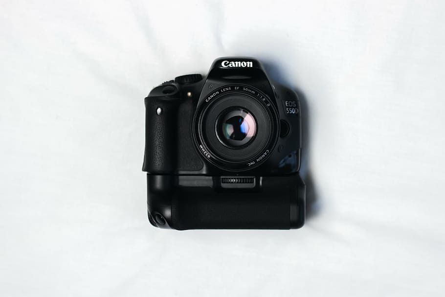 black Canon EOS DSLR camera, electronics, lens, photography themes HD wallpaper