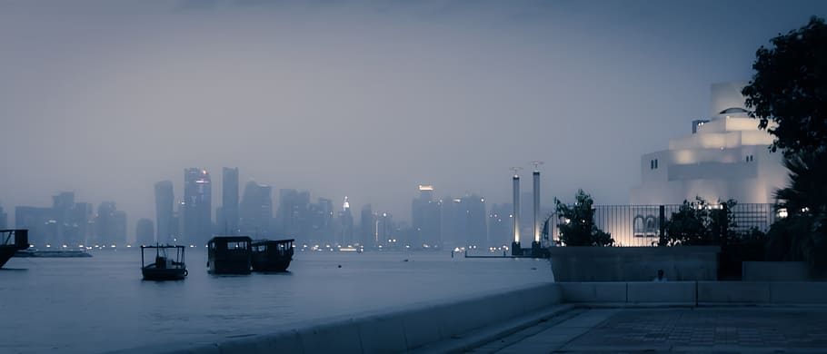 qatar, doha, skyline, both, port, architecture, building exterior HD wallpaper