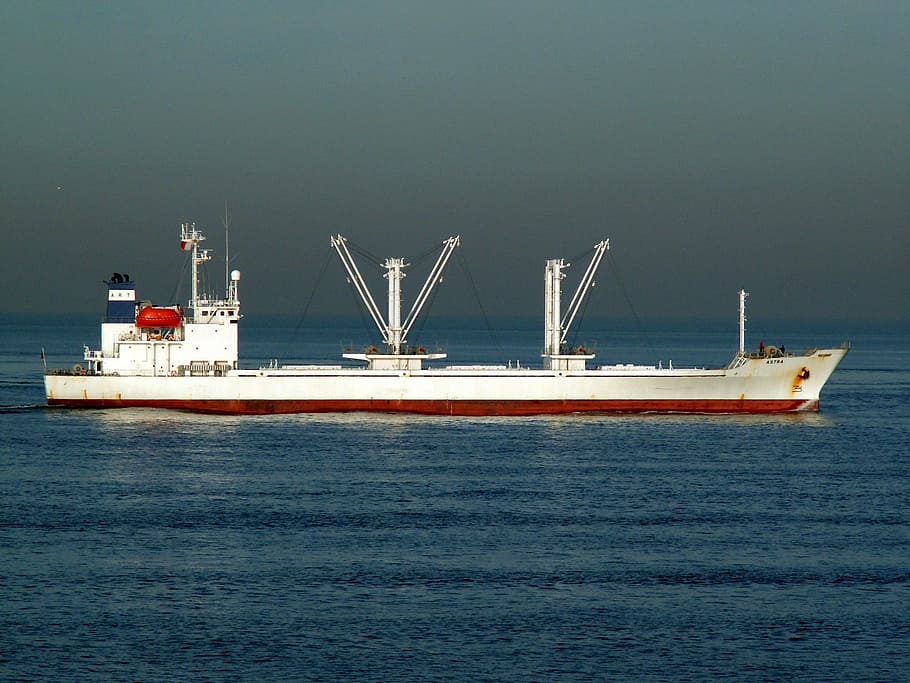 white and red ship on body of water, vessel, logistics, transportation HD wallpaper