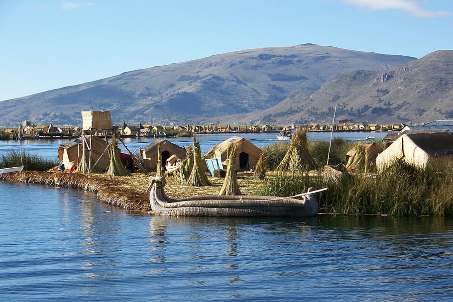 boat on body of water, Island, Lake, Lake, Titicaca, Floating, HD wallpaper