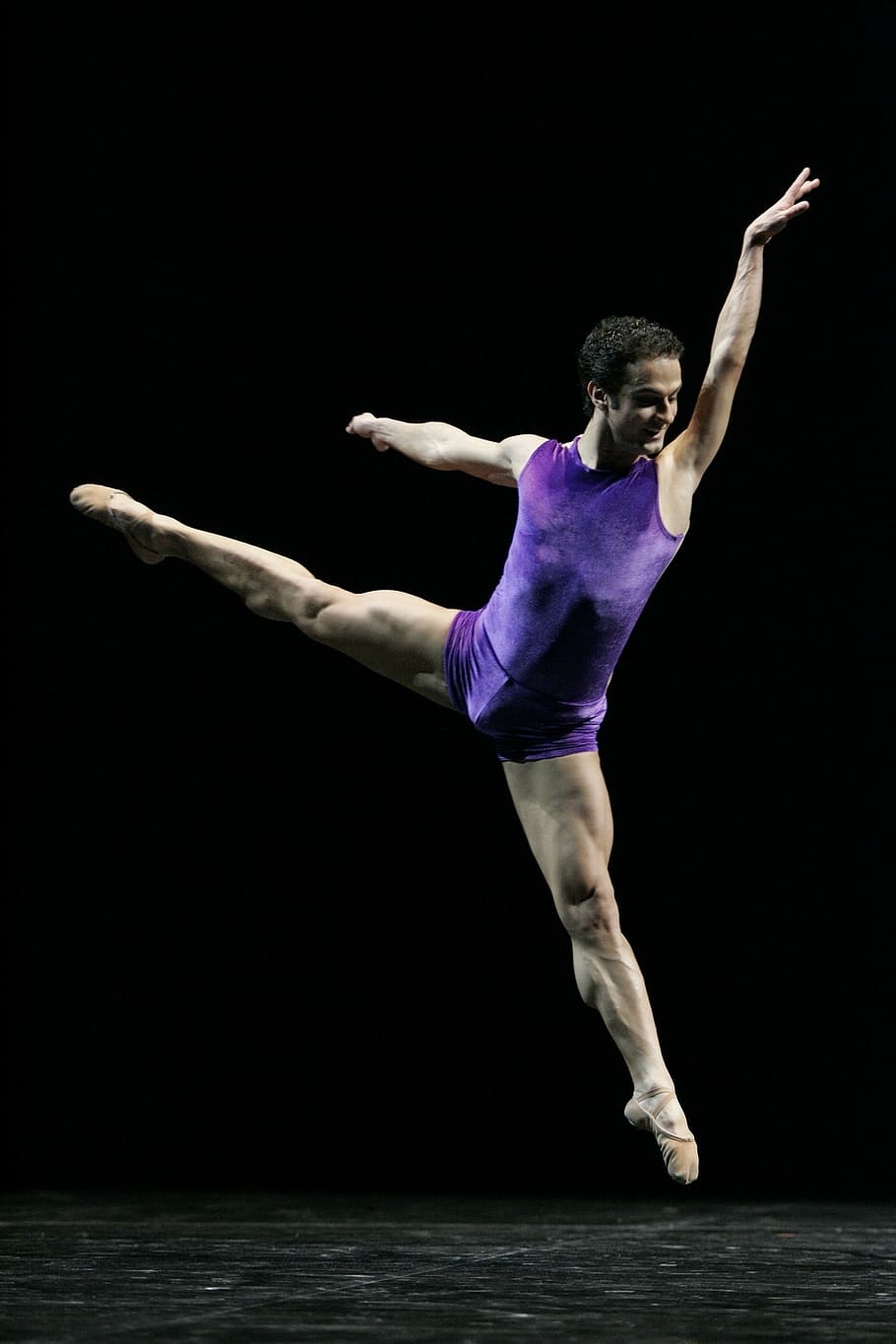 man wearing purple onesie doing ballet, dancer, male, performance