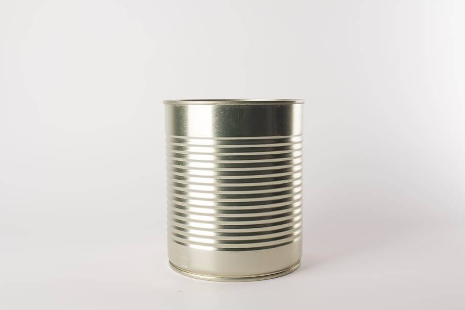 stainless steel can, Aluminum, corned, large, metal, metallic