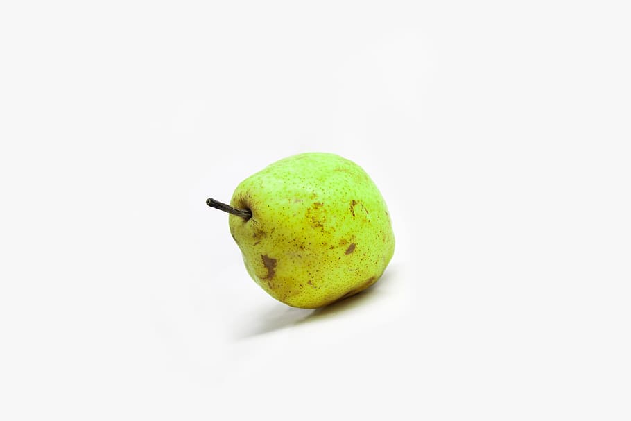 fruit, pear, green, eat, food, white background, green pear HD wallpaper