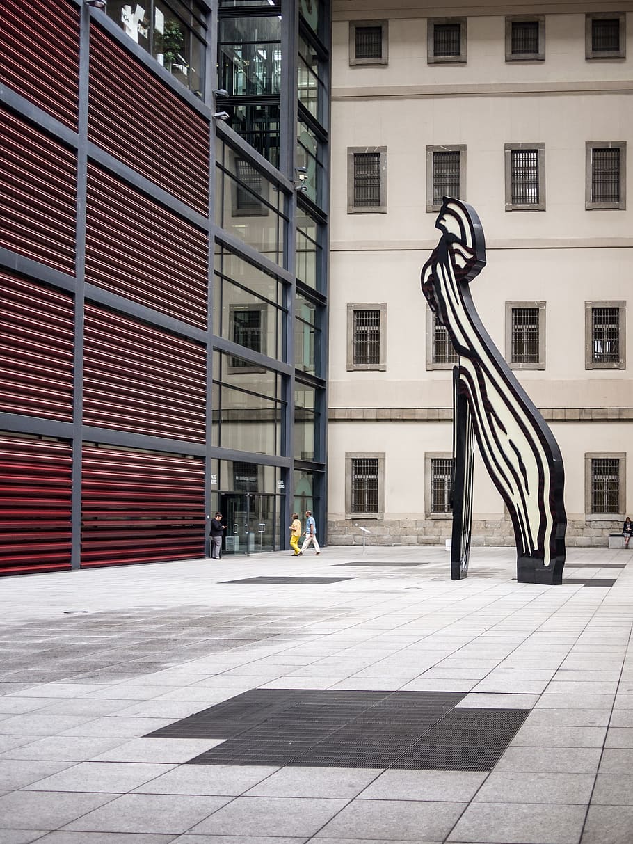 museum, building, geometry, queen sofia, madrid, architecture HD wallpaper