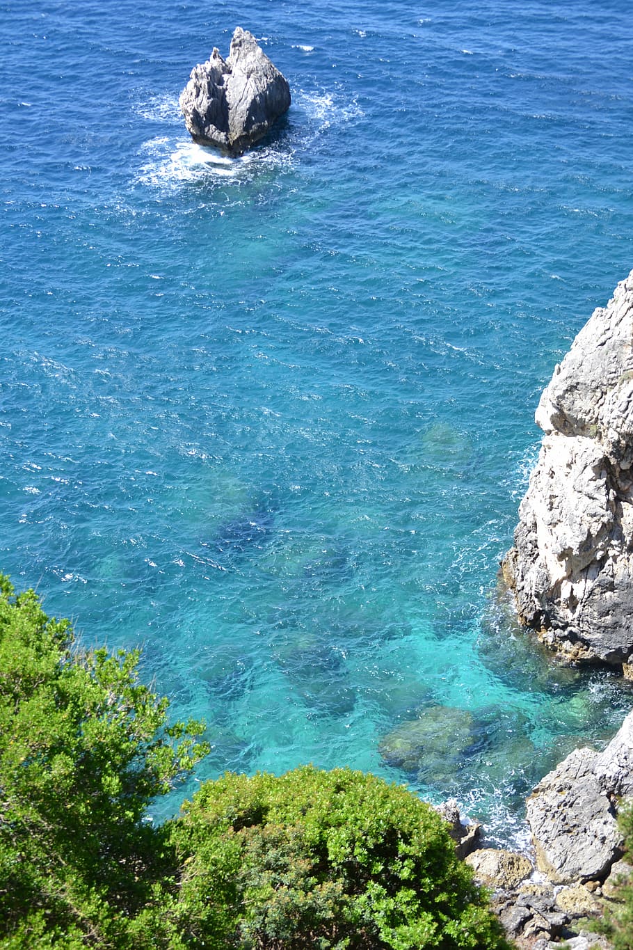corfu, greece, ocean, sea, nature, coastline, rock - Object HD wallpaper