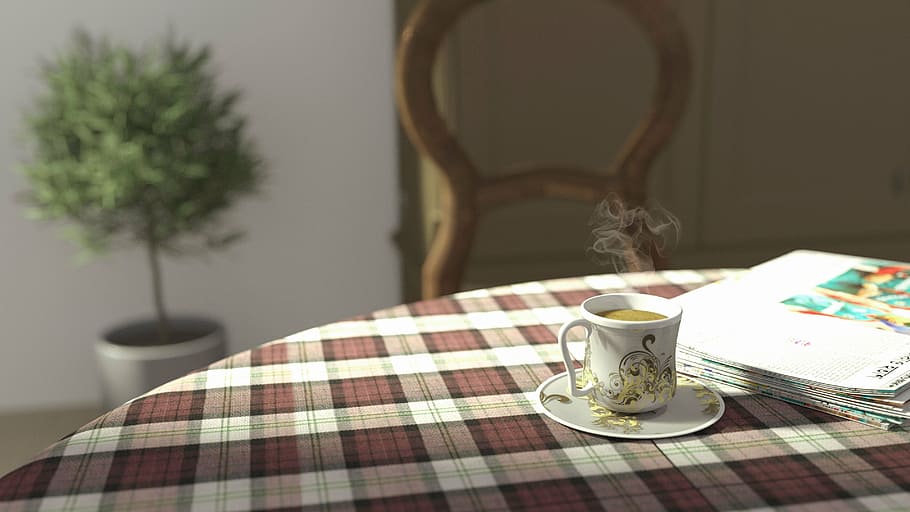 white ceramic cup on sauver, tea table, morning, hot, drink HD wallpaper