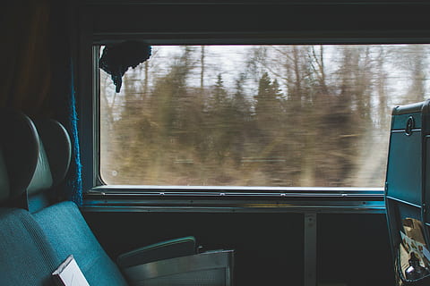 seats, train, travel, trees, view, window, vehicle interior HD wallpaper