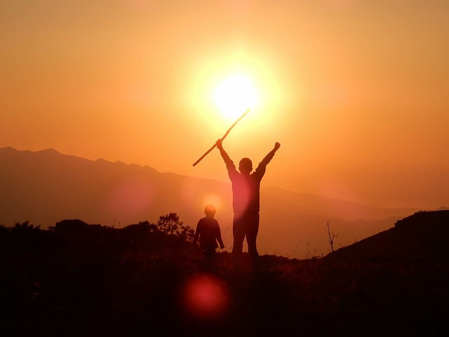 shadow, sun, sunset, mountain, nature, landscape, natural landscape HD wallpaper