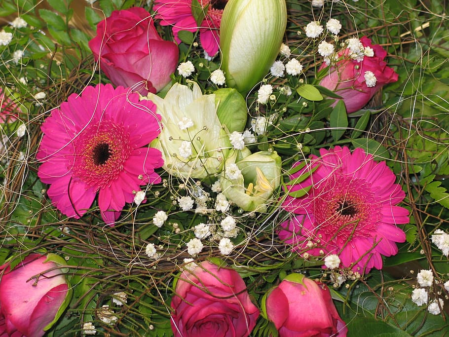 bouquet, give, flowers on table, give pleasure, celebration, HD wallpaper