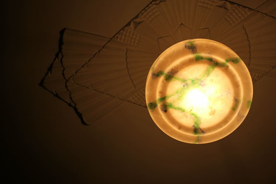 lamp, ceiling, interior, home, room, house, art, deco, art deco HD wallpaper