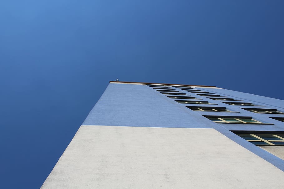 wall, building, office building, intervention, blue, architecture HD wallpaper