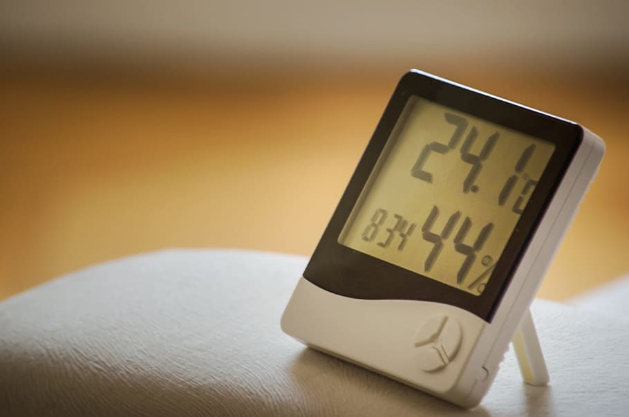 digital thermostat at 24.1 and 44 %, Time, Clock, Humidity, Air, HD wallpaper