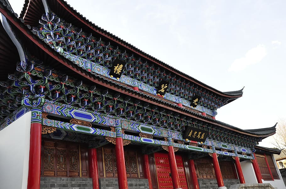 vintage red and grey temple, ancient architecture, history HD wallpaper
