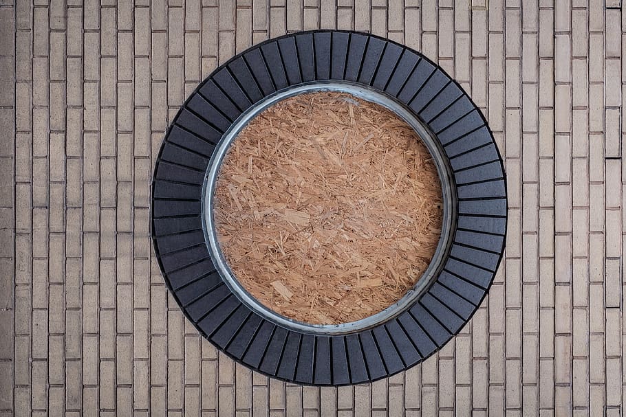 round black wooden frame, circle, pavement, floor, ground, tiles HD wallpaper