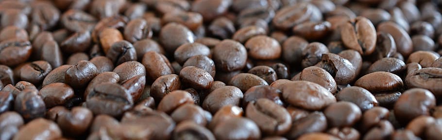 photo of bunch of coffee beans, roasted, banner, header, cafe