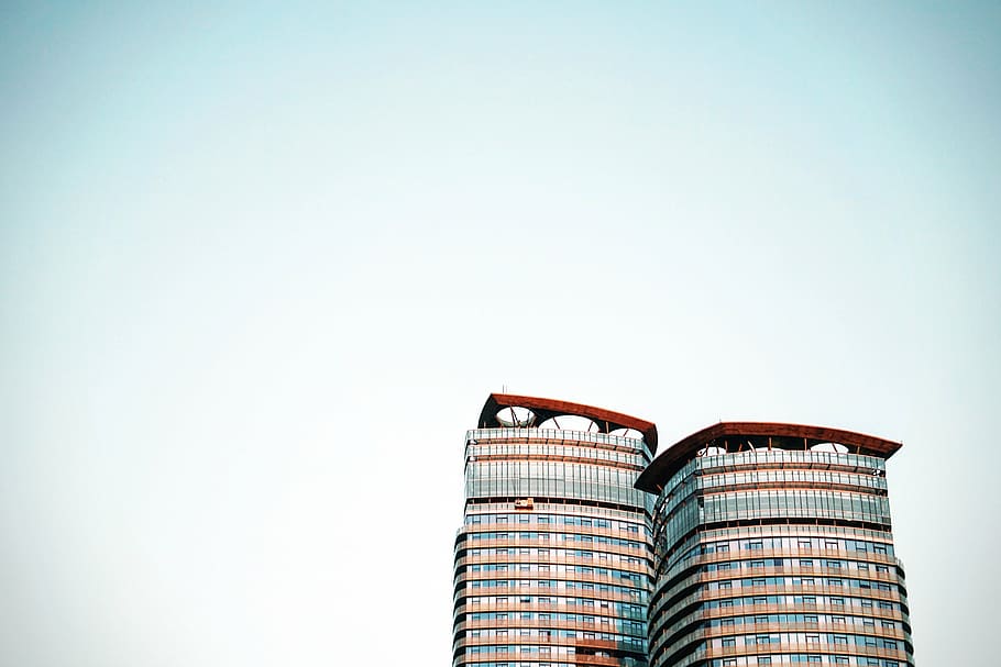 worm's-eye view photography of high-rise building, low, angle HD wallpaper