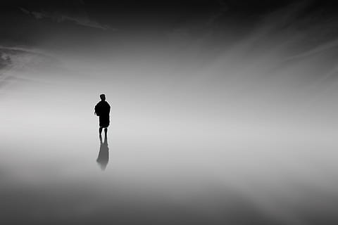 silhouette photo of man standing, abstract, action, activity HD wallpaper
