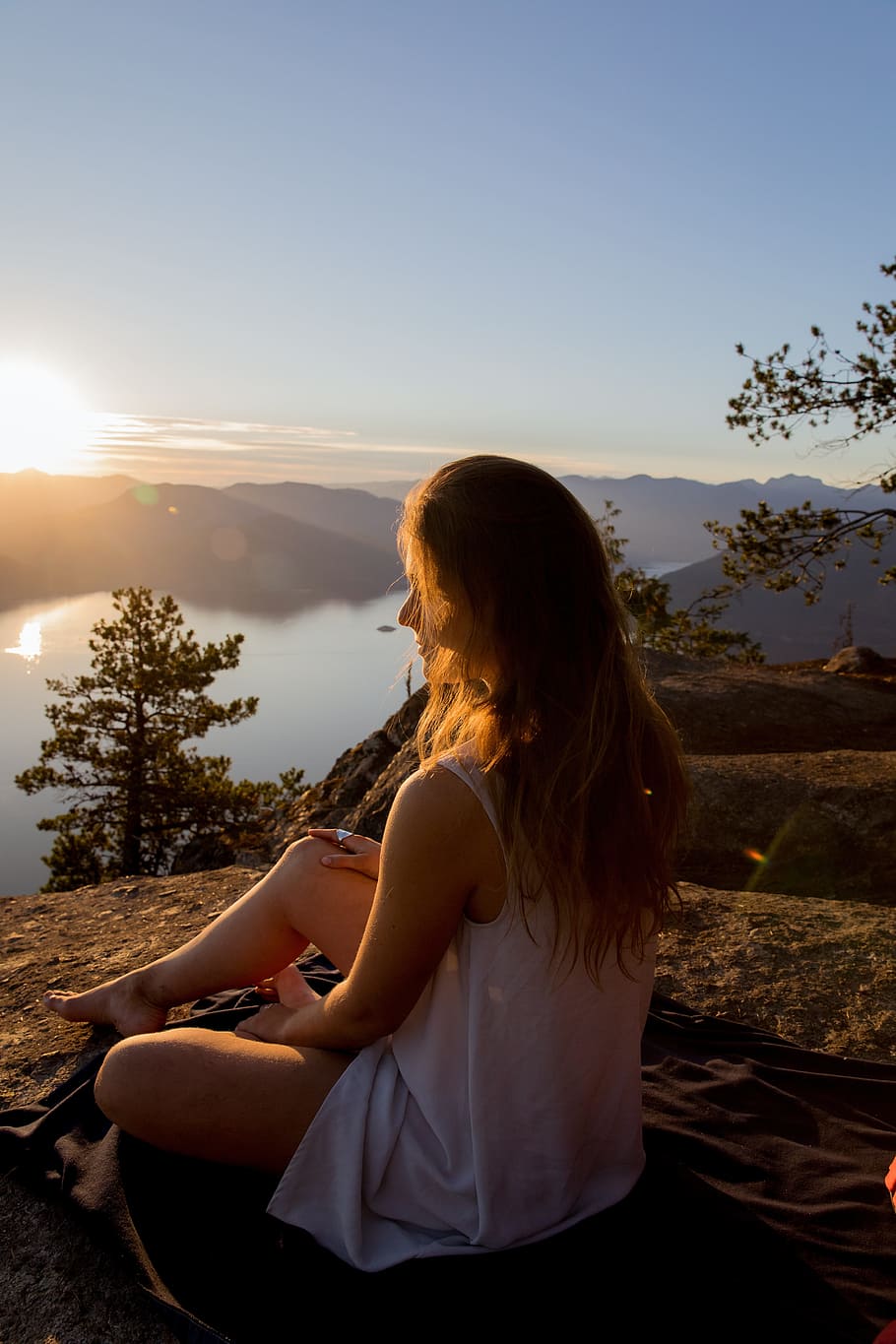 summer, view, girl, sky, sitting, one person, sunset, leisure activity HD wallpaper