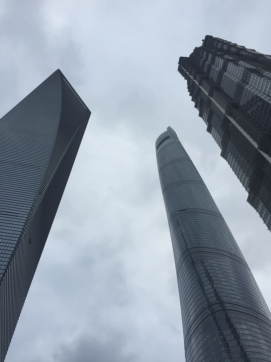 Shanghai, Skyscraper, Lujiazui, rainy day, urban, architecture HD wallpaper