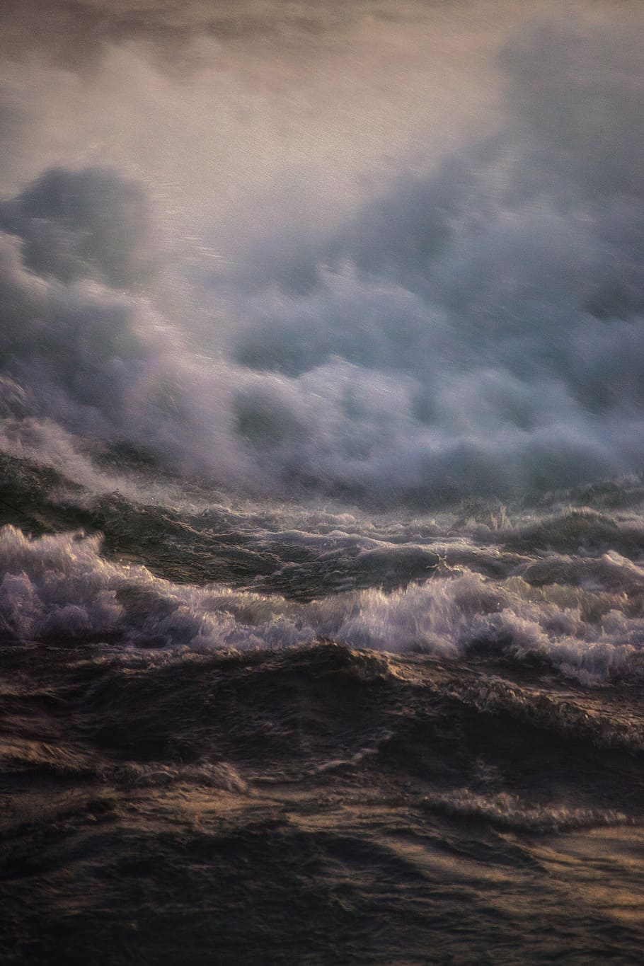 white ocean wave during thunderstorm, water, spray, inject HD wallpaper