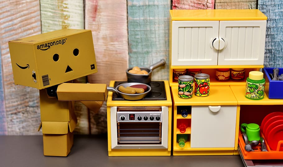amazon.co.jp figure kitchen toy play set, danbo, cook, house work, HD wallpaper