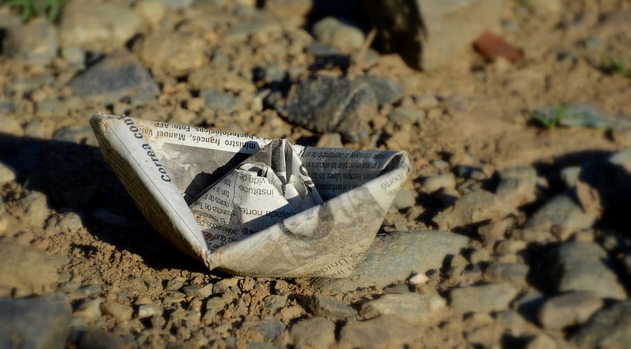 shallow focus photo of paper boat, Newspaper, Tinker, no people HD wallpaper