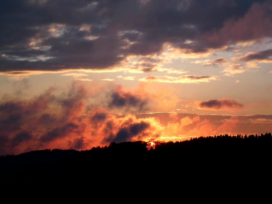 sunset, clouds, evening sky, afterglow, abendstimmung, cloud - sky HD wallpaper