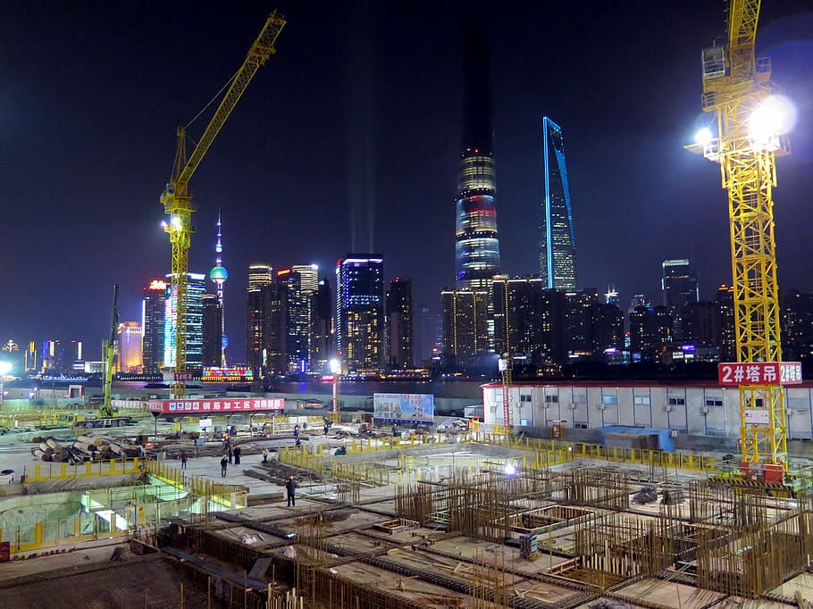 shanghai, skyline, skyscraper, night, china, asia, architecture HD wallpaper