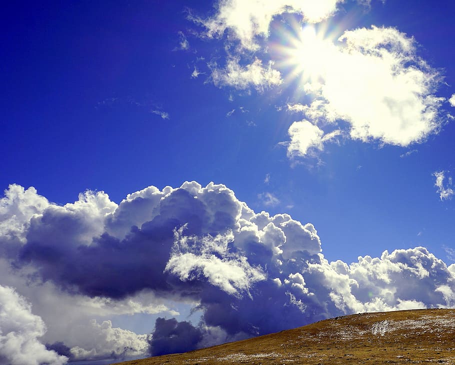 backlight, clouds, time, sky, atmosphere, nature, climate, sun HD wallpaper