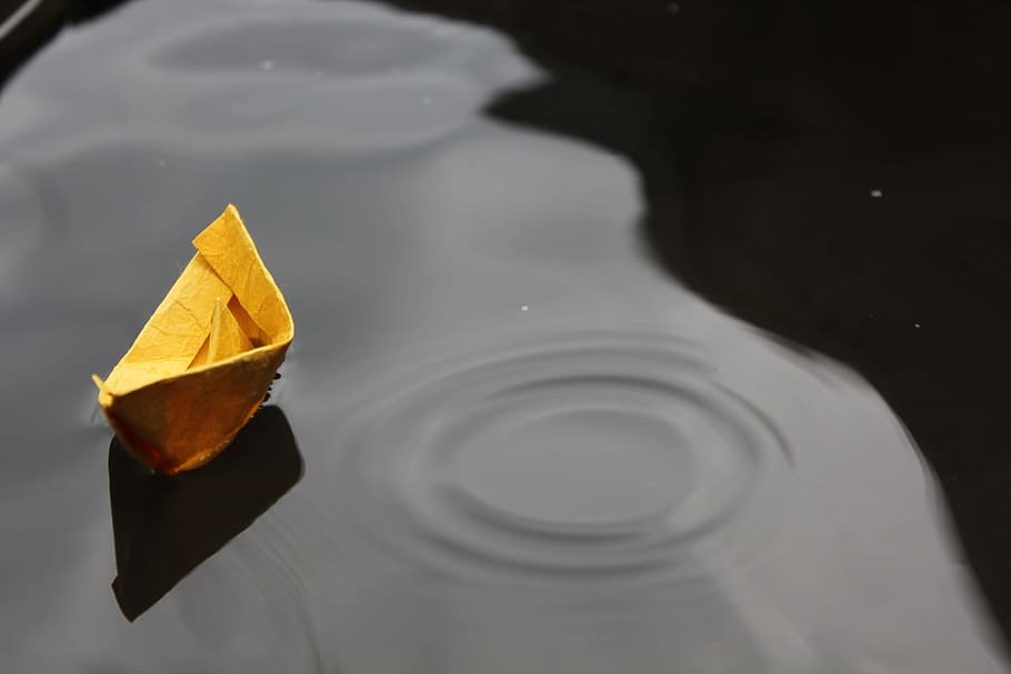 paper boat floating on body of water, origami, childhood, toy HD wallpaper