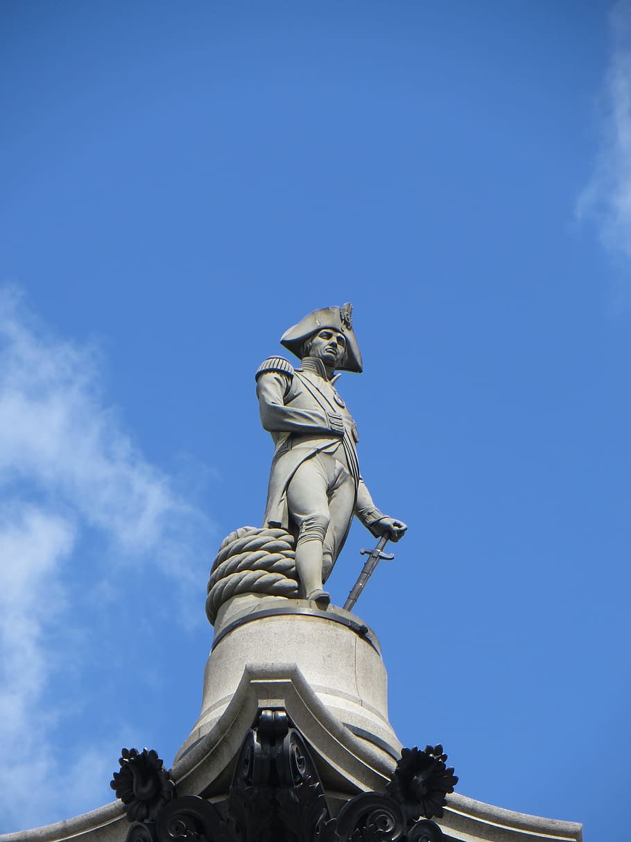 man holding sword concrete statue, Lord, Nelson, Column, Monument, HD wallpaper