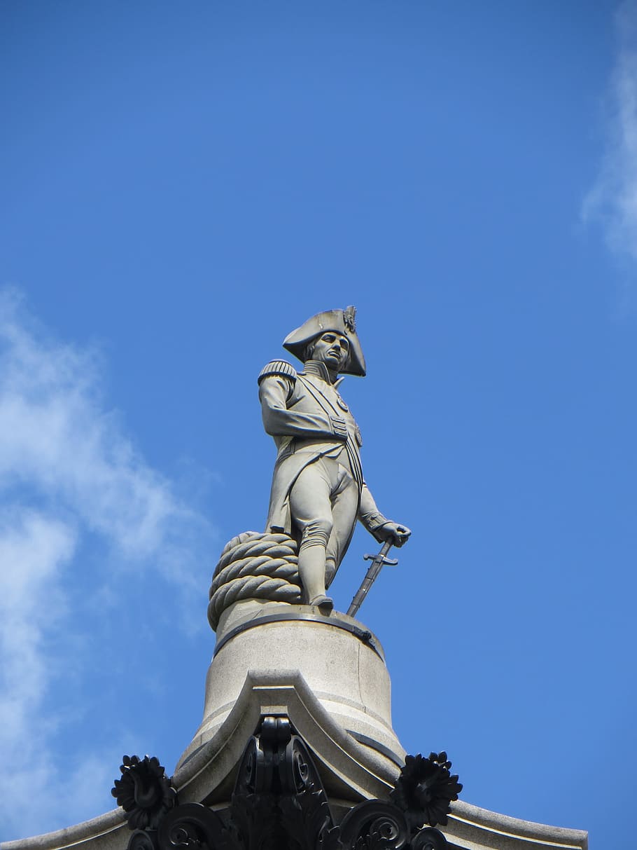 man holding sword concrete statue, Lord, Nelson, Column, Monument HD wallpaper