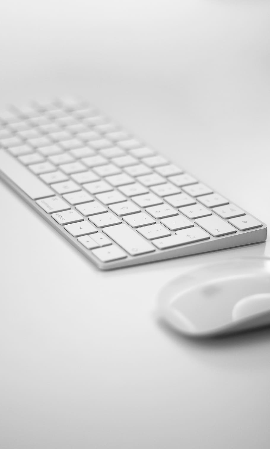 Apple magic mouse and magic keyboard, white Apple Magic keyboard and mouse HD wallpaper